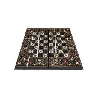 BACKGAMMON-CHESS WALNUT FLOWER