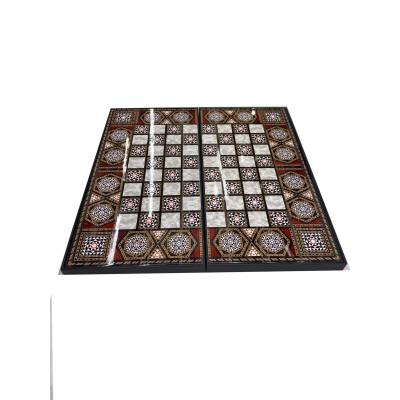 BACKGAMMON-CHESS WALNUT LEATHER