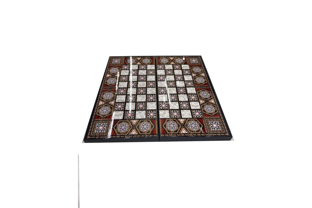 BACKGAMMON-CHESS WALNUT LEATHER