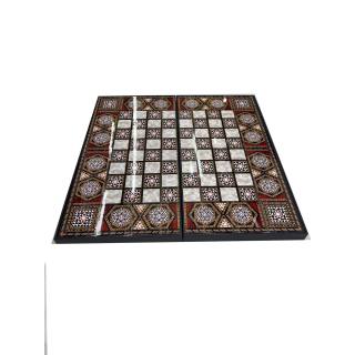 BACKGAMMON-CHESS WALNUT LEATHER