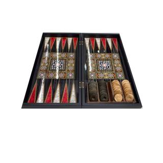 BACKGAMMON-CHESS WALNUT LEATHER